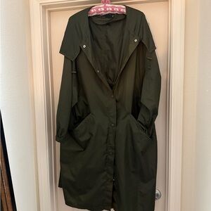 Olive Green Women's Windbreaker Coat
